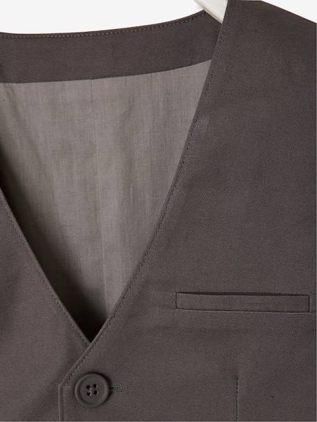 Occasion Wear Cotton/Linen Waistcoat for Boys GREY DARK SOLID 