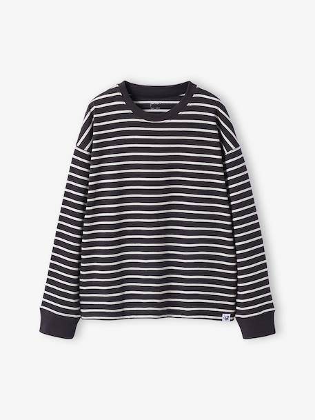 Striped T-Shirt for Boys, JONEN anthracite+green 