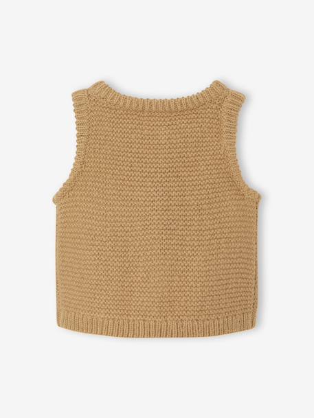 Buttoned sleeveless baby cardigan ochre 