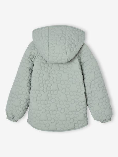 Lightweight Floral Jacket with Hood for Girls grey green+mauve 