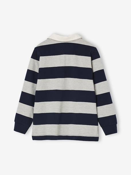 Striped Polo Shirt for Boys aqua green+green+marl grey+navy blue+ochre 