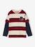 Striped T-Shirt with a Double-Sleeve Effect medium blue+striped green+striped red 