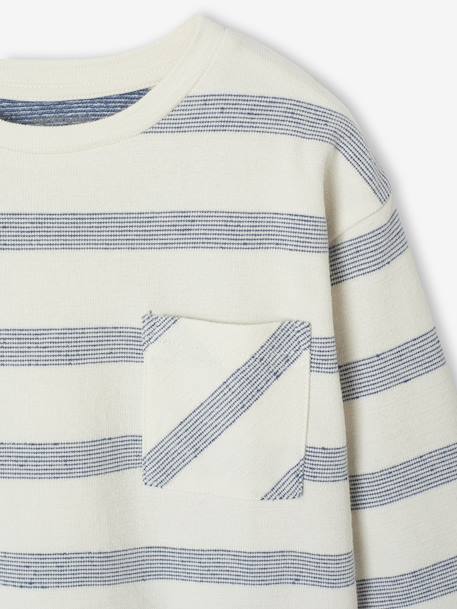 Long-Sleeved T-Shirt with Striped Effect for Boys striped white 