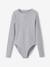 Long-Sleeved Ribbed Knit Bodysuit for Girls, JONEN marl grey 
