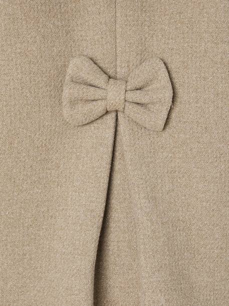 Woollen Fabric Coat with Hood marl beige+navy blue 