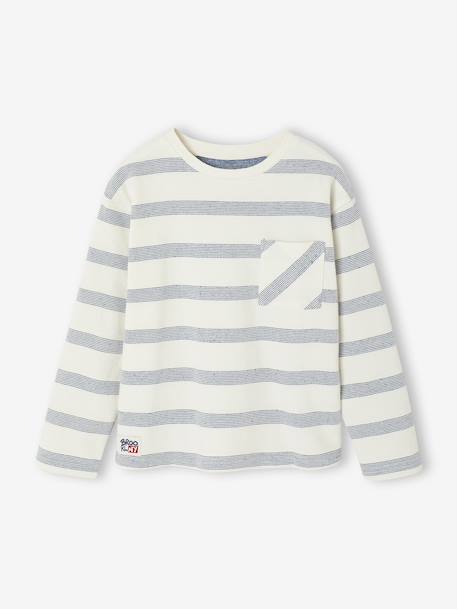 Long-Sleeved T-Shirt with Striped Effect for Boys striped white 