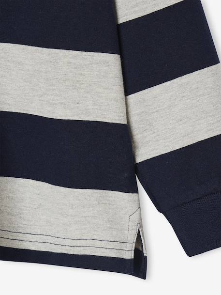 Striped Polo Shirt for Boys aqua green+green+marl grey+navy blue+ochre 