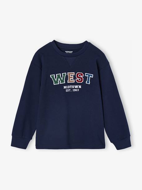 Long-Sleeved T-Shirt with Bouclé Motif, for Boys navy blue 