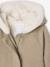 Woollen Fabric Coat with Hood marl beige+navy blue 