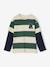 Striped T-Shirt with a Double-Sleeve Effect medium blue+striped green+striped red 