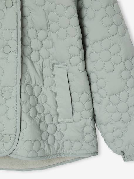 Lightweight Floral Jacket with Hood for Girls grey green+mauve 