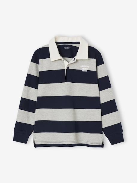 Striped Polo Shirt for Boys aqua green+green+marl grey+navy blue+ochre 