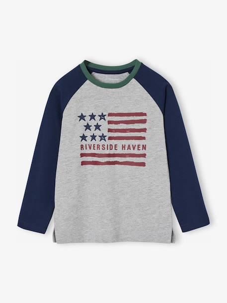 Contrasting Long-Sleeve T-Shirt for Boys marl grey 