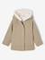 Woollen Fabric Coat with Hood marl beige+navy blue 