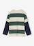 Striped T-Shirt with a Double-Sleeve Effect medium blue+striped green+striped red 