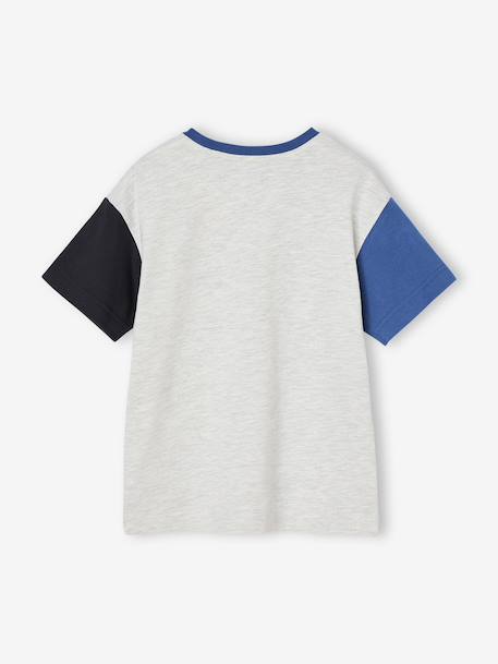 Short-Sleeved T-Shirt with Contrasting Sleeves, for Boys marl grey 