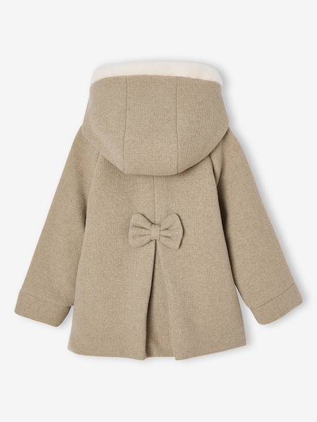 Woollen Fabric Coat with Hood marl beige+navy blue 