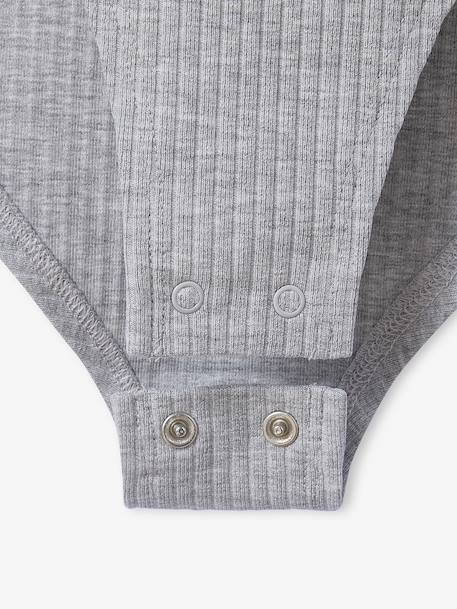 Long-Sleeved Ribbed Knit Bodysuit for Girls, JONEN marl grey 