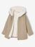 Woollen Fabric Coat with Hood marl beige+navy blue 