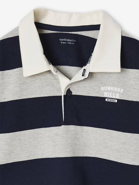 Striped Polo Shirt for Boys aqua green+green+marl grey+navy blue+ochre 