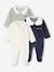Pack of 3 Velour 'Hearts' Sleepsuits for Newborns night blue 