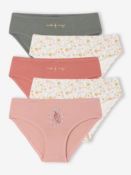 Pack of 5 Assorted Briefs for Girls rose 