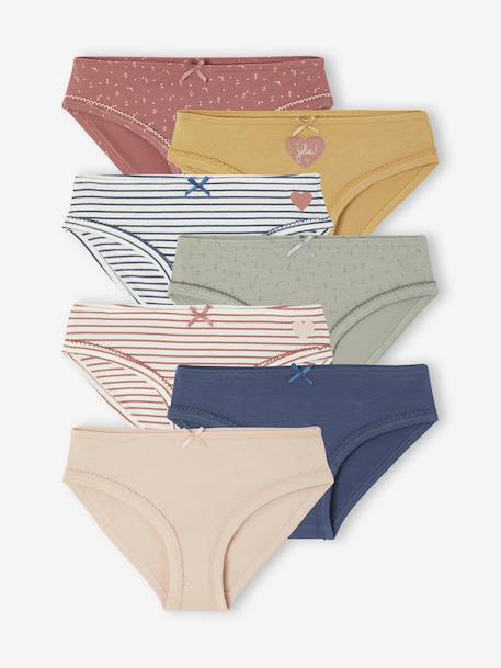 Pack of 7 Hearts Briefs for Girls rose 