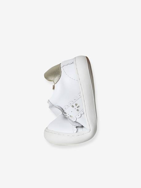 Trainers with leather velcro straps for babies gold+rosy+white 