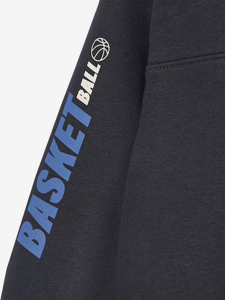 Sports Sweatshirt with Zip on the Neckline & Basketball on Sleeve for Boys anthracite+hazel 
