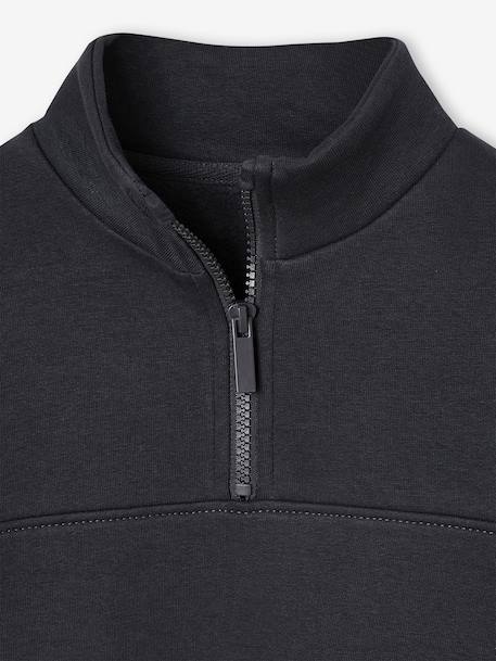 Sports Sweatshirt with Zip on the Neckline & Basketball on Sleeve for Boys anthracite+hazel 