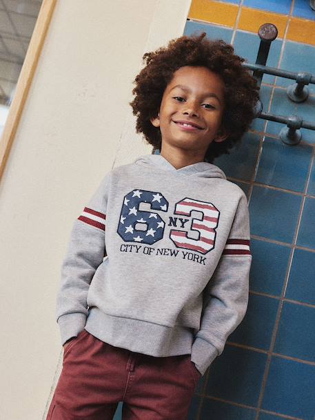 Hooded Sweatshirt with Print on the Front for Boys marl grey 