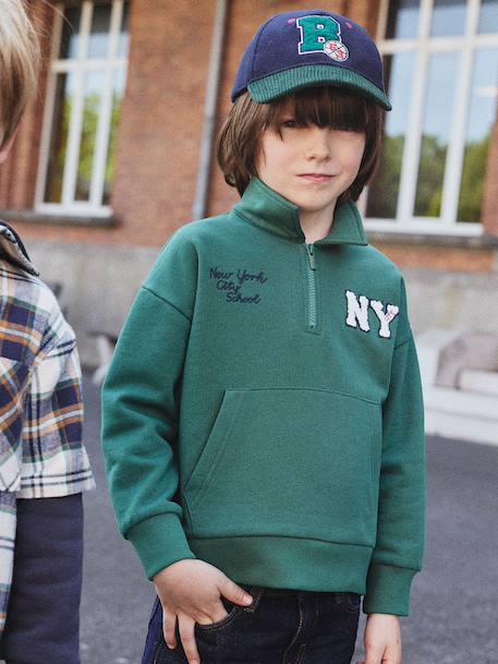 Embroidered Funnel-Neck Sweatshirt for Boys green 