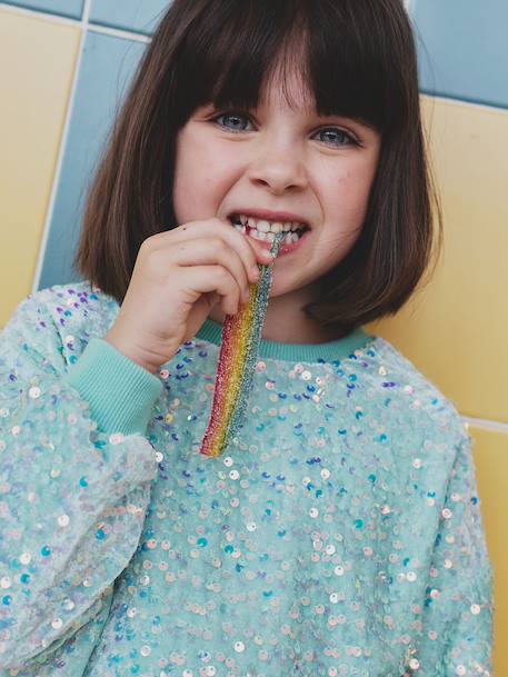 Sequinned Sweatshirt for Girls mauve+turquoise 