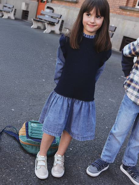 2-in-1 Dress for Girls navy blue 