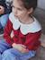 Girl's sweatshirt with English embroidery collar and flocked velvet message ecru+marl grey+mauve+pale pink+red 