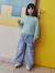 Embroidered Wide Leg Jeans with Fancy Motifs for Girls light blue 
