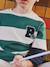 Striped T-Shirt with a Double-Sleeve Effect medium blue+striped green+striped red 