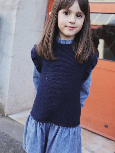 2-in-1 Dress for Girls navy blue 