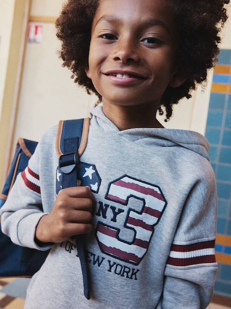 Hooded Sweatshirt with Print on the Front for Boys marl grey 