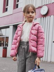 -Lightweight hooded puffer jacket for girls 