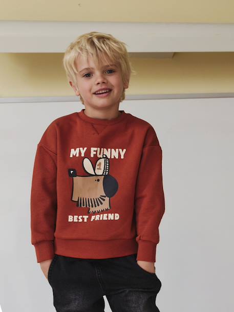 Printed Dog Sweatshirt for Boys striped white+tomato red 