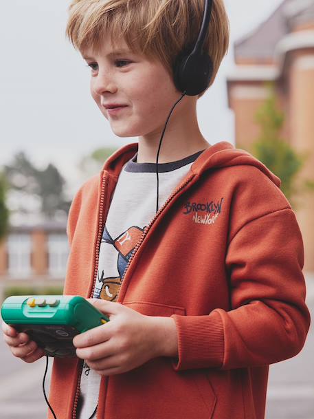 Hooded Sweatshirt with Print & Zip, for Boys rust 