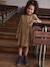 Cotton Gauze Dress with Fancy Bows for Girls ecru+olive 