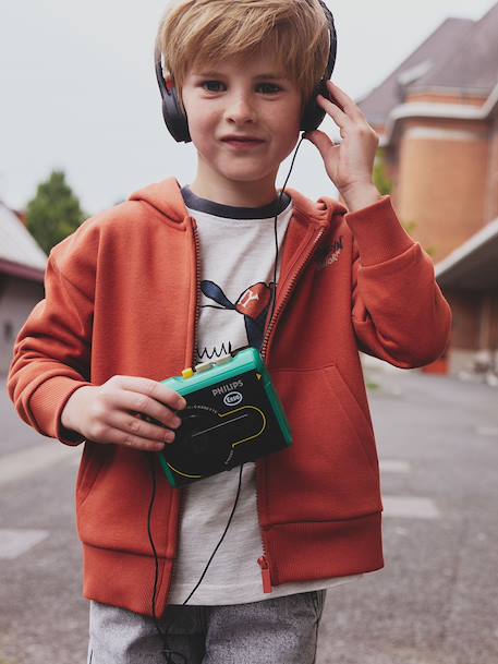 Hooded Sweatshirt with Print & Zip, for Boys rust 