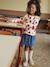 Sweatshirt with Ruffles & Message for Girls grey green+ink blue+vanilla 