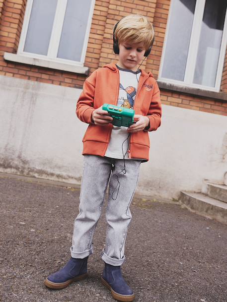 Hooded Sweatshirt with Print & Zip, for Boys rust 
