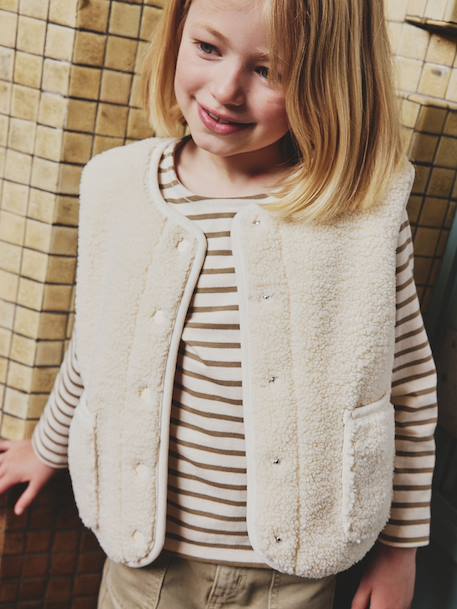 Sleeveless Sherpa Jacket for Girls blush+plum+vanilla 