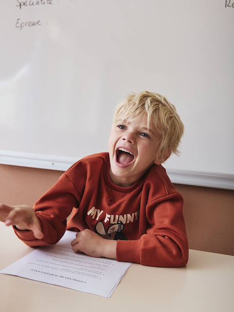 Printed Dog Sweatshirt for Boys striped white+tomato red 