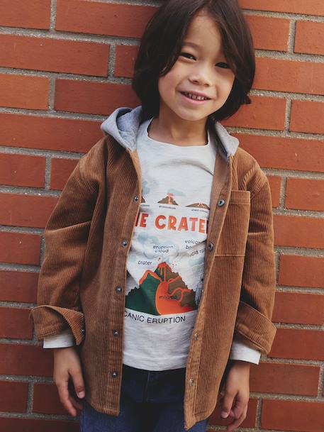 Corduroy Shirt with Fleece Hood, for Boys camel 