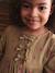 Cotton Gauze Dress with Fancy Bows for Girls ecru+olive 